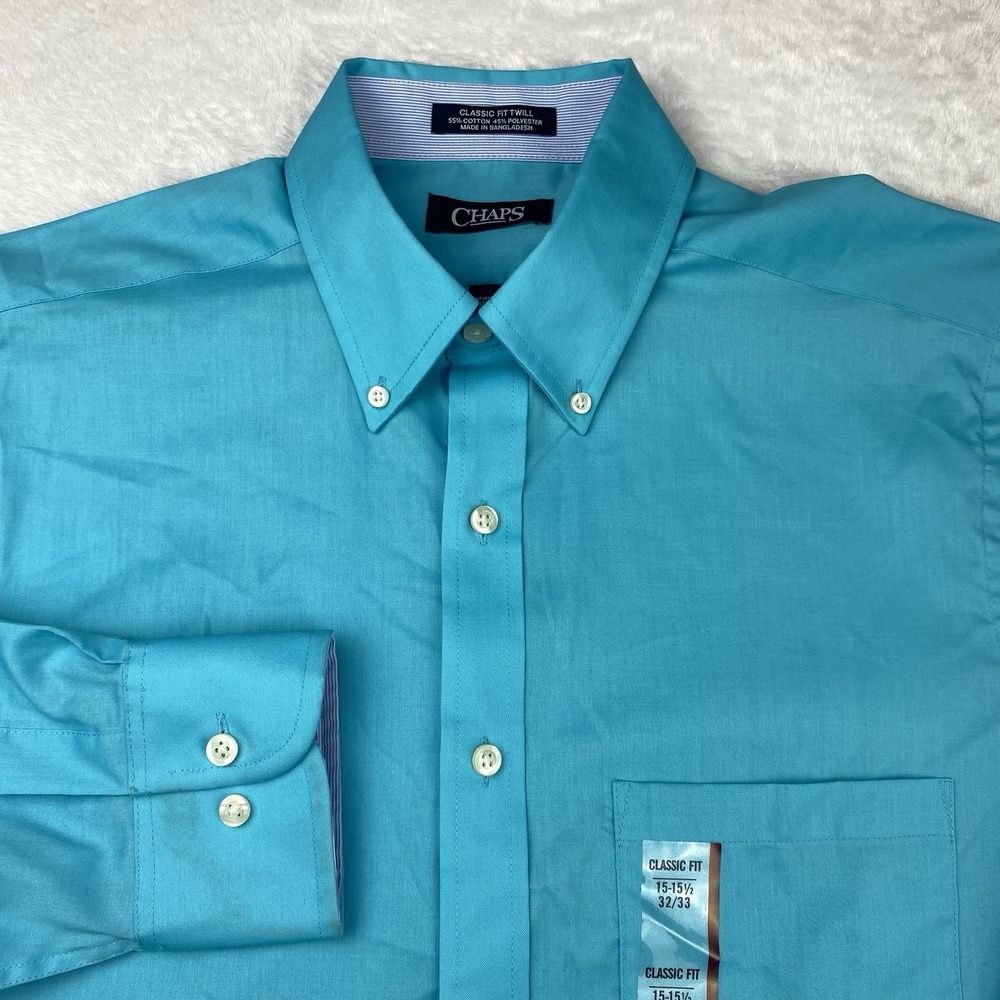 CHAPS Mens Shirt 15.5-32/33 Bermuda Twill Classic Fit Wrinkle Free